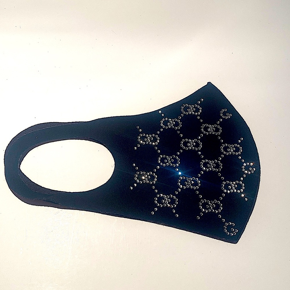 CLASSIC- C FACE MASK BLACK RHINESTONE